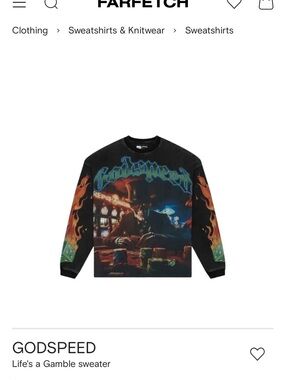 Godspeed "Life's a Gamble" Black Graphic Long-Sleeve Shirt size XL